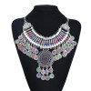 N-7463 Bohemian Vintage Silver Metal Alloy Colorful Crystal Coin choker necklace tassel earrings hairclip Sets Ethnic Dance Jewelry sets