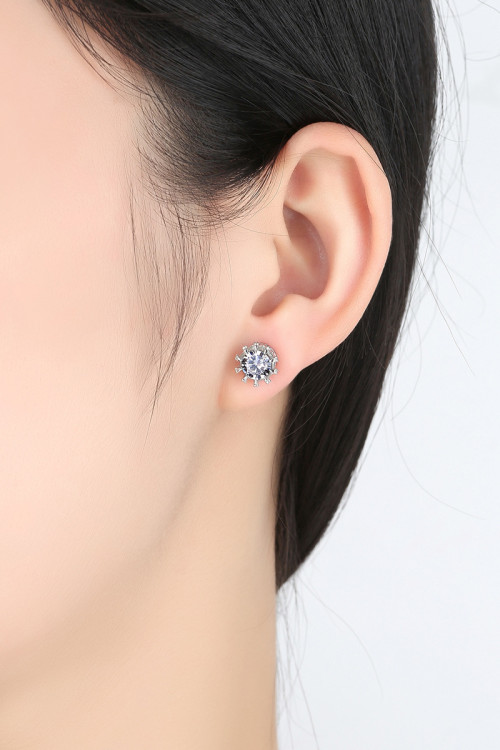 E-6017 Sparkling Rhinestones Stud Earrings for Women Elegant Crystal Simple Earrings