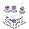 N-7465 Bohemian Vintage Metal Colorful Rhinestone Coin Tassel Statement Necklace Earring Hair Clips Party Indian Jewelry Sets