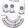 N-7465 Bohemian Vintage Metal Colorful Rhinestone Coin Tassel Statement Necklace Earring Hair Clips Party Indian Jewelry Sets