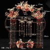 F-0845 The new Xiuhe clothing butterfly headdress Chinese bride's phoenix crown red step tassel Earrings Hairclip Haircomb hairpin Set wedding clothing accessories