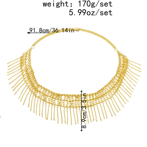 N-7466 Bohemian Fashion Gold Metal Alloy Chain Sexy Body chain Choker Necklace Bra Body chain Vintage Jewelry Sets