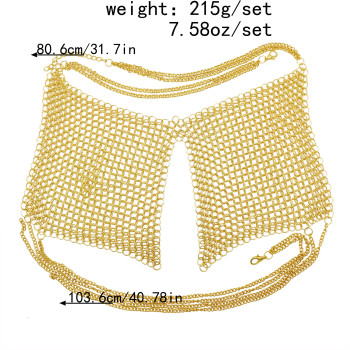 N-7466 Bohemian Fashion Gold Metal Alloy Chain Sexy Body chain Choker Necklace Bra Body chain Vintage Jewelry Sets