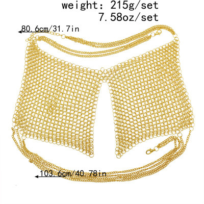 N-7466 Bohemian Fashion Gold Metal Alloy Chain Sexy Body chain Choker Necklace Bra Body chain Vintage Jewelry Sets