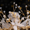 F-0846 Bridal butterfly Feather Headband Crystal Rhinestones Gold Tiara Queens Princess Crown for Women Girls Wedding Birthday
