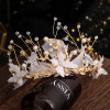 F-0846 Bridal butterfly Feather Headband Crystal Rhinestones Gold Tiara Queens Princess Crown for Women Girls Wedding Birthday