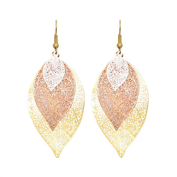 E-6021 Hollow Leaf Dangle Earrings for Women Bohemian Lightweight Tassel  Drop Earrings
