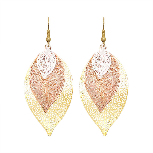 E-6021 Hollow Leaf Dangle Earrings for Women Bohemian Lightweight Tassel  Drop Earrings