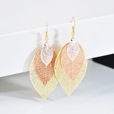 E-6021 Hollow Leaf Dangle Earrings for Women Bohemian Lightweight Tassel  Drop Earrings