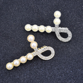F-0849 Korean Fashion Bling Rhinestone Crystal white Pearl Hairpins for Women Girls Crystal Hair Clips Hair Accessories