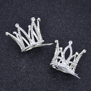 F-0851 Cute Little Girls Crown Hair Combs Kids Rhinestone Mini Tiaras Party Hair Accessories Birthday Gift