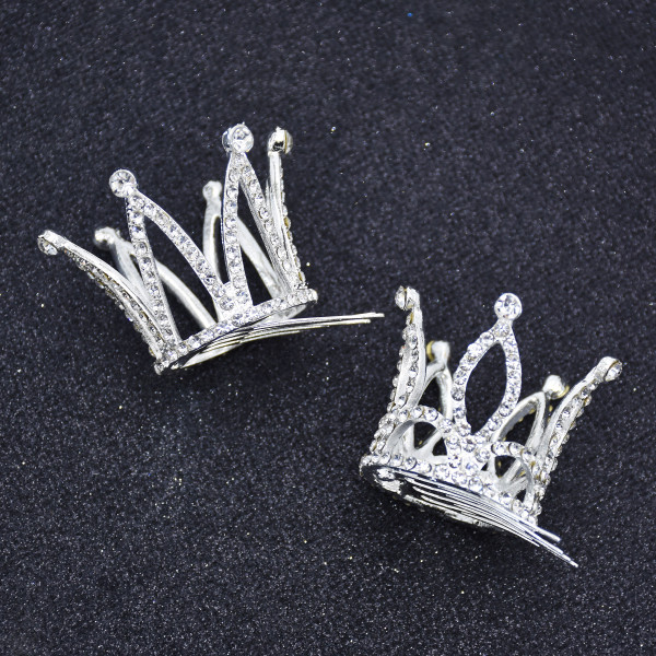 F-0851 Cute Little Girls Crown Hair Combs Kids Rhinestone Mini Tiaras Party Hair Accessories Birthday Gift
