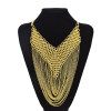 N-7467 Punk Metal Chain Tassel Necklace for Women Gold Weaved Pendant Choker Chain Necklaces