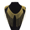 N-7467 Punk Metal Chain Tassel Necklace for Women Gold Weaved Pendant Choker Chain Necklaces