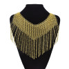 N-7467 Punk Metal Chain Tassel Necklace for Women Gold Weaved Pendant  Choker Chain Necklaces