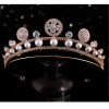 F-0852 Luxury Bridal Pearl Headband Shiny Crystal Rhinestones Gold Silver Tiara Queens Princess Crown for Women Girls Wedding Birthday Jewelry