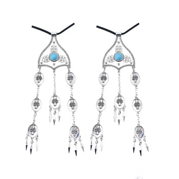 F-0853 Bohemian Vintage Metal turquoise Tassel Statement Hair Clips Party Indian Jewelry Hair Accessories