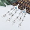 F-0853 Bohemian Vintage Metal turquoise Tassel Statement Hair Clips Party Indian Jewelry Hair Accessories
