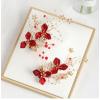 F-0817  Handmade Red Flower Hairpins & Earrings Sets Bridal Headpiece Wedding Hair Jewelry Accessories