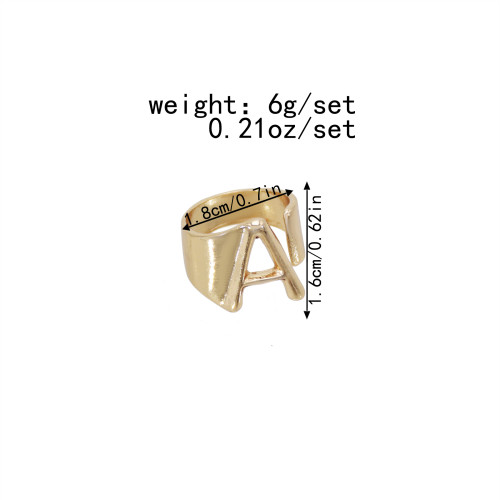R-1540 New Trendy A-Z Letter Gold Metal Adjustable Open Rings for Women Initials Name Alphabet Female Party Fashion Jewelry