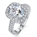 R-1539 Sparkly Rhinestone Rings for Women Adjustable Silver Rings for Engagement Jewelry Gift