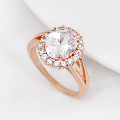 R-1541 Rose Gold Rings for Women Sparkly Rhinestone Rings for Engagement Jewelry Gift