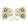 E-6024 Cute Butterfly Crystal Pearl Stud Earrings for Women Girl Wedding Party Jewelry Gift