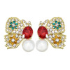 E-6024 Cute Butterfly Crystal Pearl Stud Earrings for Women Girl Wedding Party Jewelry Gift