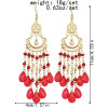 E-6025 Fashion Bohemian Personality Beaded Tassel Exaggerated Crystal Teardrop Earrings For Woman Girls Party Jewelry