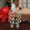 E-6025 Fashion Bohemian Personality Beaded Tassel Exaggerated Crystal Teardrop Earrings For Woman Girls Party Jewelry
