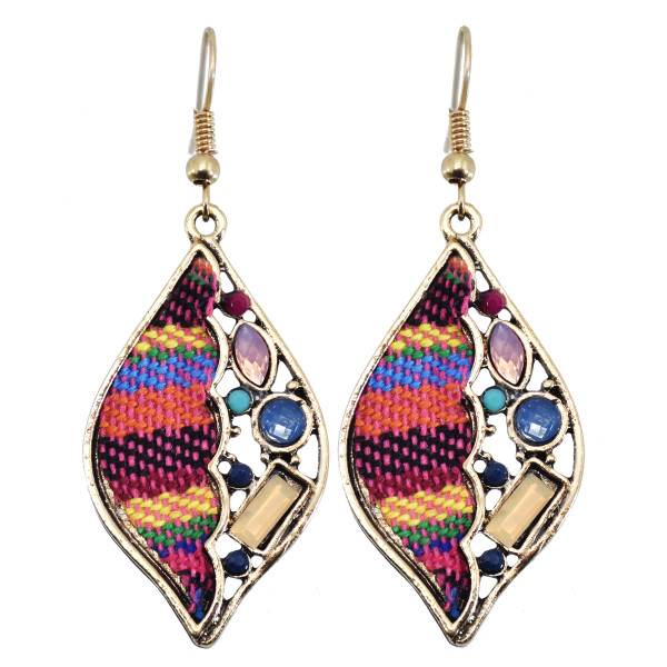 E-6028 Ethnic Bohemian Rhinestone Rope Woven Drop Dangle Earrings for Women Festival Party Jewelry Gift