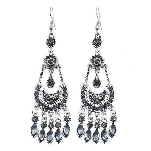 E-6032 Vintage Bohemian Ethnic Dangle Earrings for Women Colorful Rhinestone Tassel Gypsy Earrings