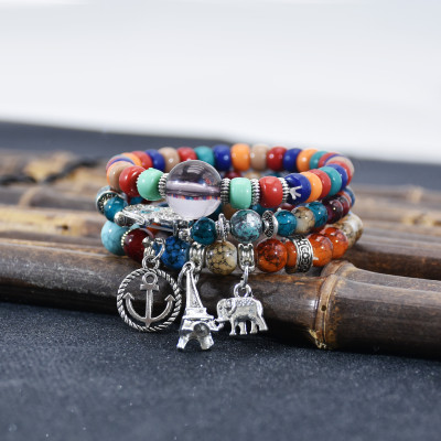 B-1094 Fashion Wedding Stacking Beaded Bracelet Set Stretchy Bead Bracelet Set Charm For Girls And Women Jewelry