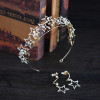 F-0856 Romantic Crystal Pearl Star Shape Crowns & Earrings Sets for Women Bridal Wedding Hair Accessories