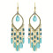 E-6041 Bohemian Beaded Tassel Dangle Earrings for Women Colorful Rhinestone Tassel Drop Earrings