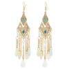 E-6043 Vintage Gold Tassel Dangle Earrings for Women Colorful Beads Rhinestone Boho Tassel Drop Earrings
