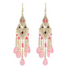 E-6043 Vintage Gold Tassel Dangle Earrings for Women Colorful Beads Rhinestone Boho Tassel Drop Earrings