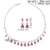 N-7471 Luxury White Gold Plated Red Zircon Necklaces Earring Sets Bridal Wedding Party Jewelry Sets