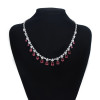 N-7471 Luxury White Gold Plated Red Zircon Necklaces Earring Sets Bridal Wedding Party Jewelry Sets