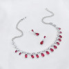 N-7471 Luxury White Gold Plated Red Zircon Necklaces Earring Sets Bridal Wedding Party Jewelry Sets