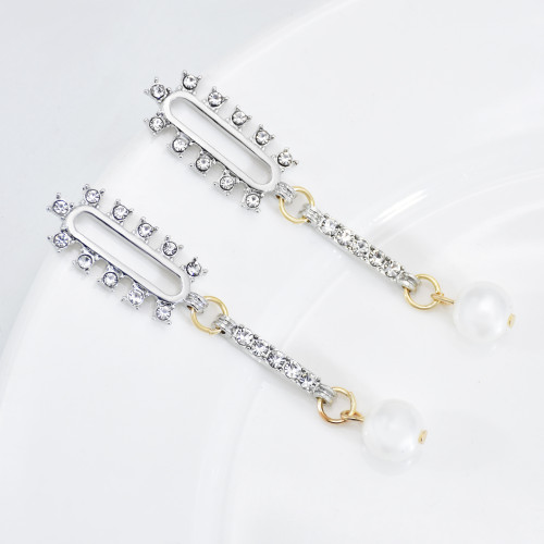 E-6046 Fashion Gold Plated Geometric Bridal Korean Crystal Earring Custom Diamond Sterling Silver Zircon Stud Earrings