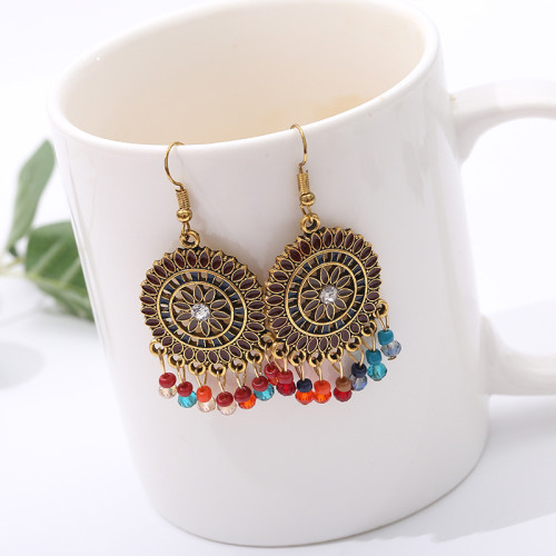 E-6049 Ethnic Boho Style Earrings Women's Resin Beads Long Tassel Earrings Party Jewelry Gifts