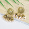 E-6051 Vintage Gold Silver Alloy Lotus Pearl Tassel Drop Dangle Earrings for Women Bohemian Indian Party Jewelry