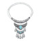N-7473 Vintage Silver Metal Geometric Turquoise Red Blue Black Stone Pendant Necklaces for Women Bohemian Party Jewelry Gift