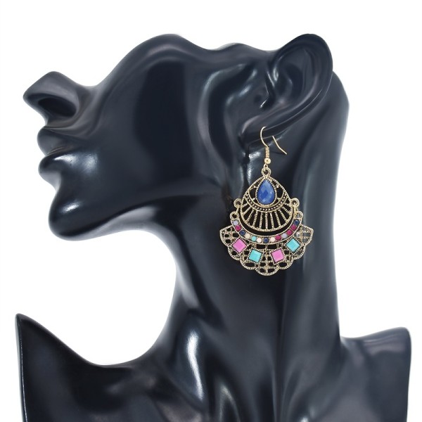 E-6054 Vintage multicolor alloy tassel dangle earrings, suitable for bohemian Indian party women’s jewelry