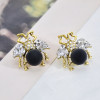 E-6057 Personalized Women Simple Gold Plating Bee Stud Earring Micro Pave Cubic Zirconia CZ Bee Stud Earring