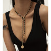 N-7476 Punk Twisted Velvet Long Chain Choker Necklace Women Coins Pendant Necklaces Summer Party Jewelry