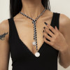 N-7476 Punk Twisted Velvet Long Chain Choker Necklace Women Coins Pendant Necklaces Summer Party Jewelry