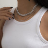 N-7477 Personalized Double Necklace Sports and Leisure Style Clavicle Chain Metal Thick Necklace Simple Short Chain