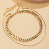 N-7477 Personalized Double Necklace Sports and Leisure Style Clavicle Chain Metal Thick Necklace Simple Short Chain